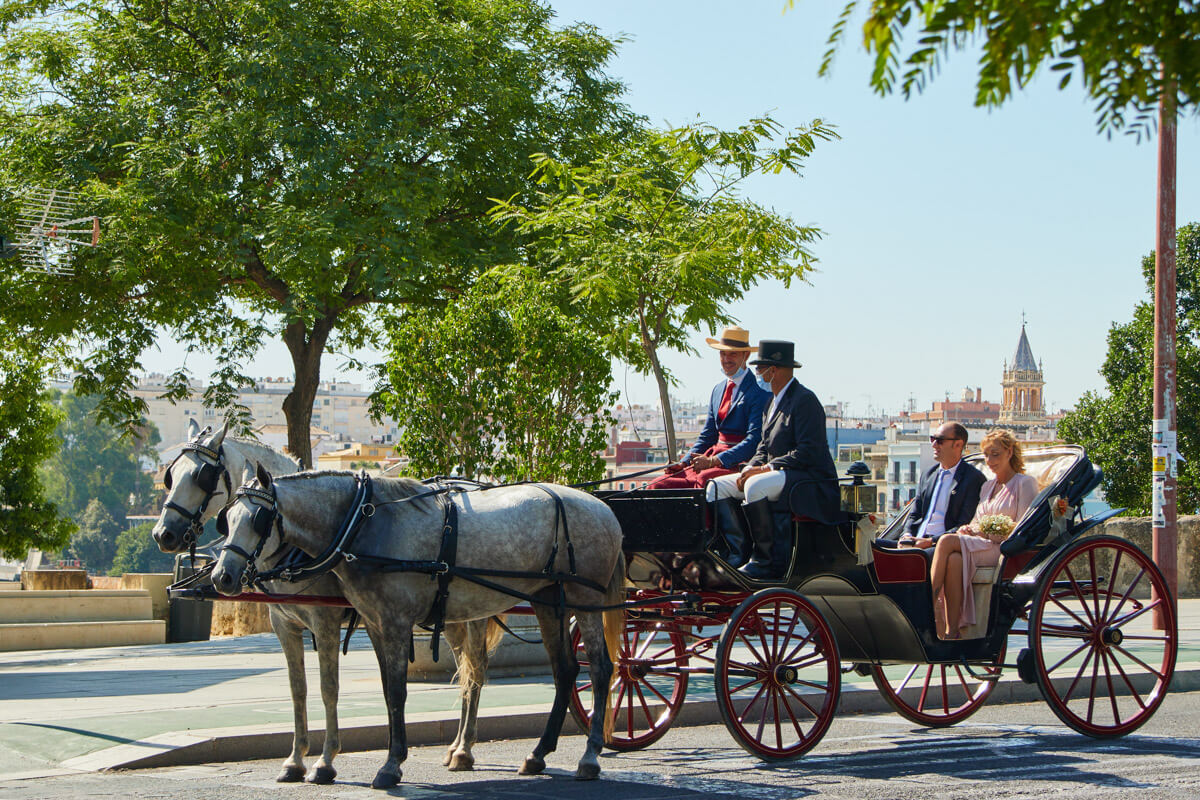 Horse and carriage with people in Seville