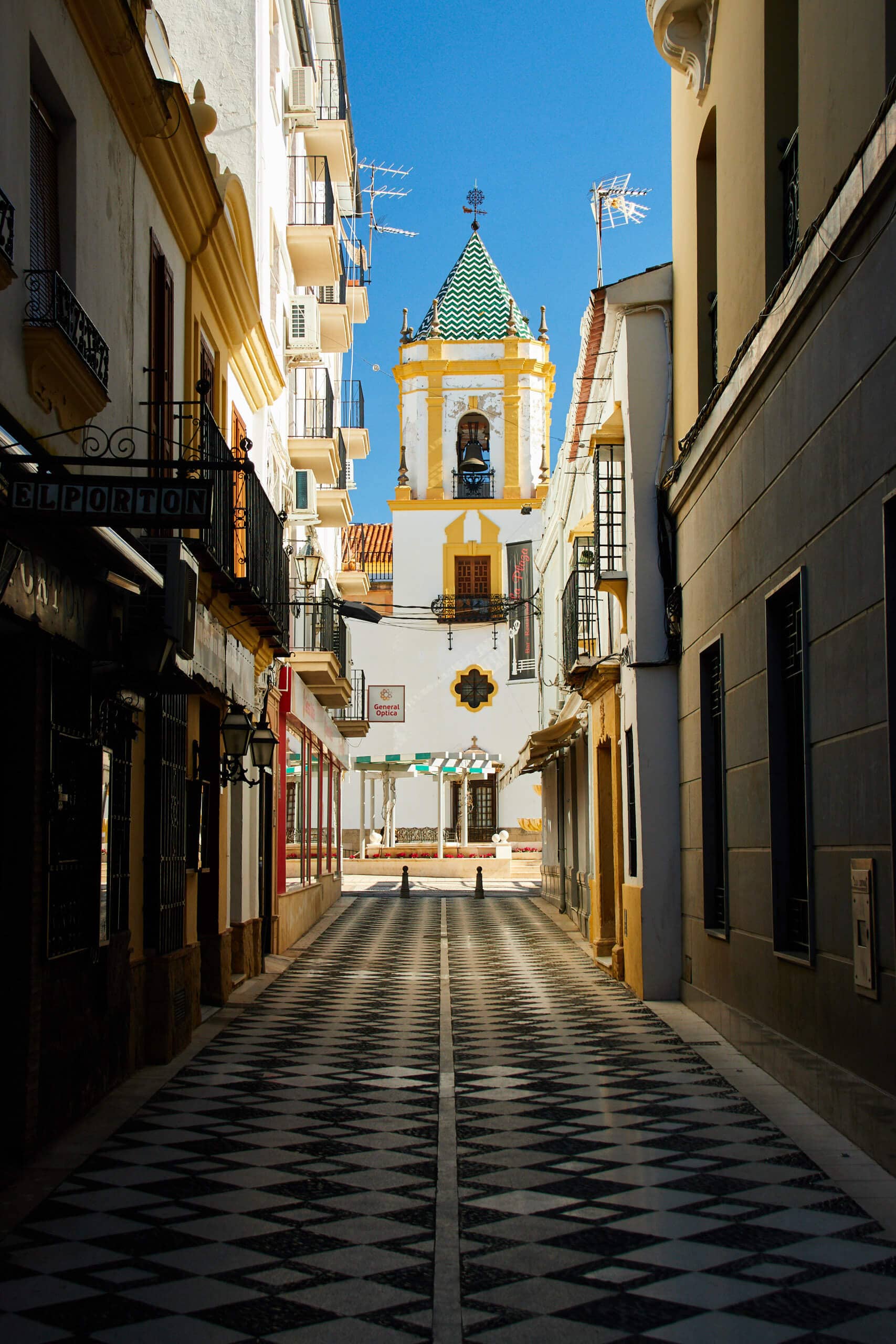 Calle Pedro Romero and church tower